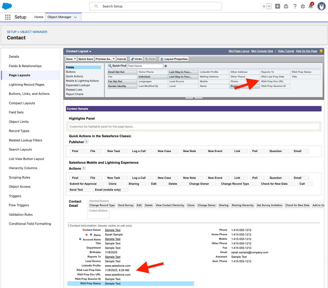 Page Layout Editor with RGA Fields