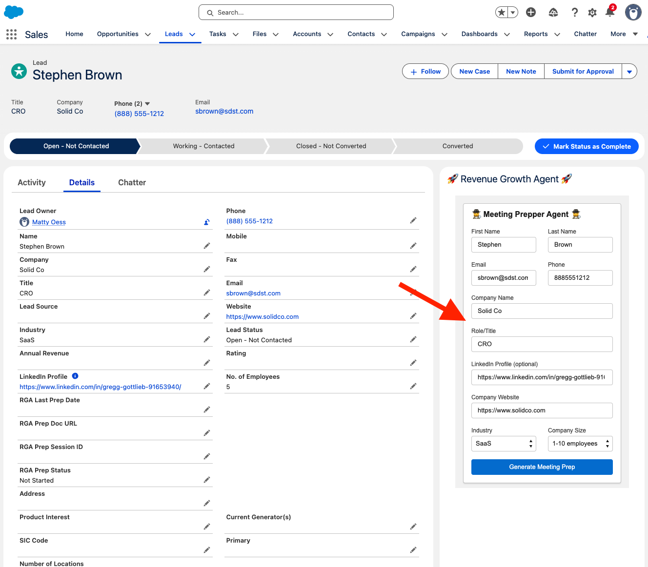 Meeting Prepper Canvas App with auto-populated Contact data in Salesforce
